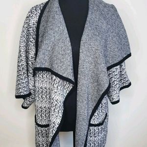 Black & White Marled Oversized Fall Sweater